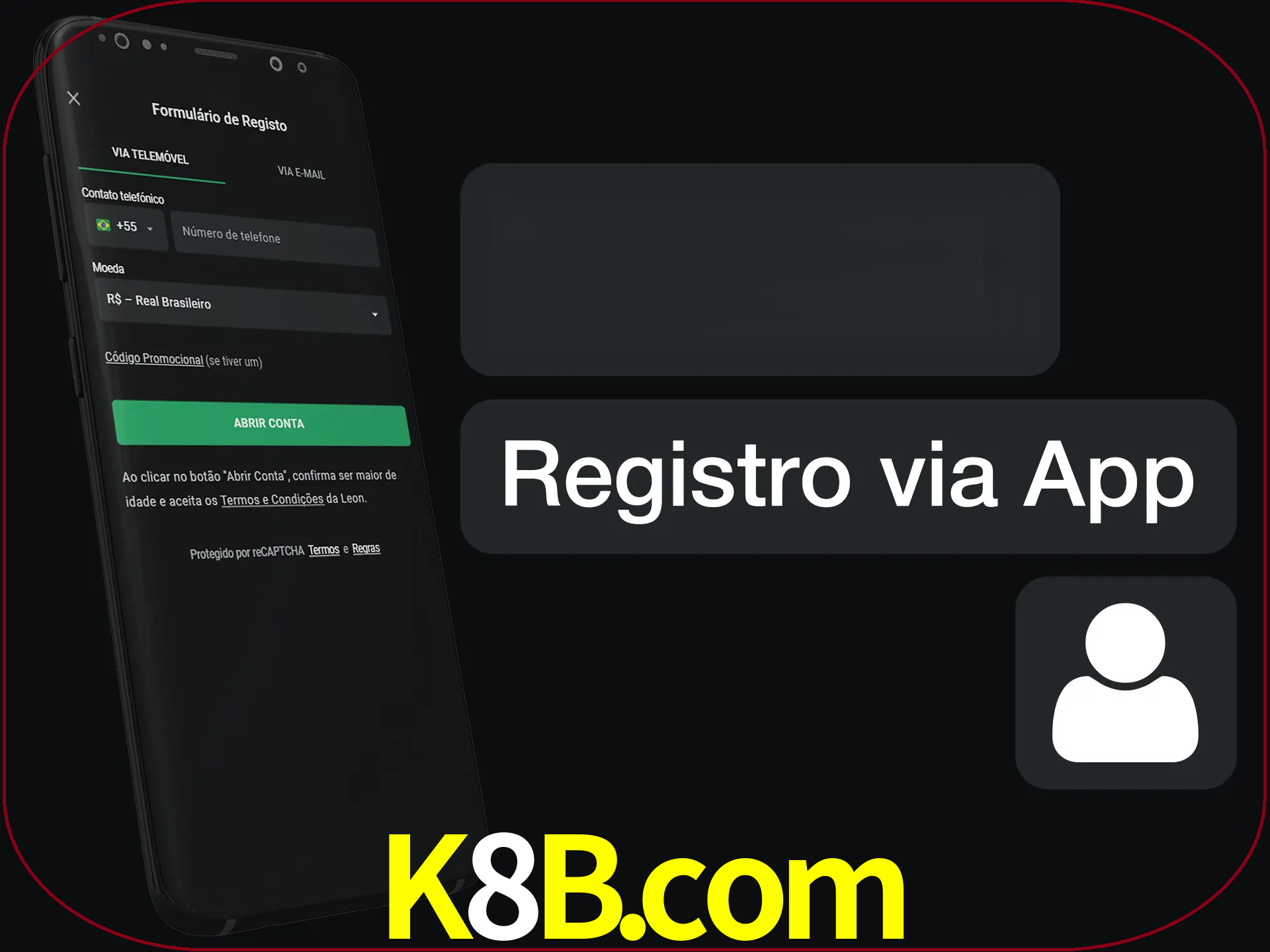 Registre-se com duas etapas usando o aplicativo.