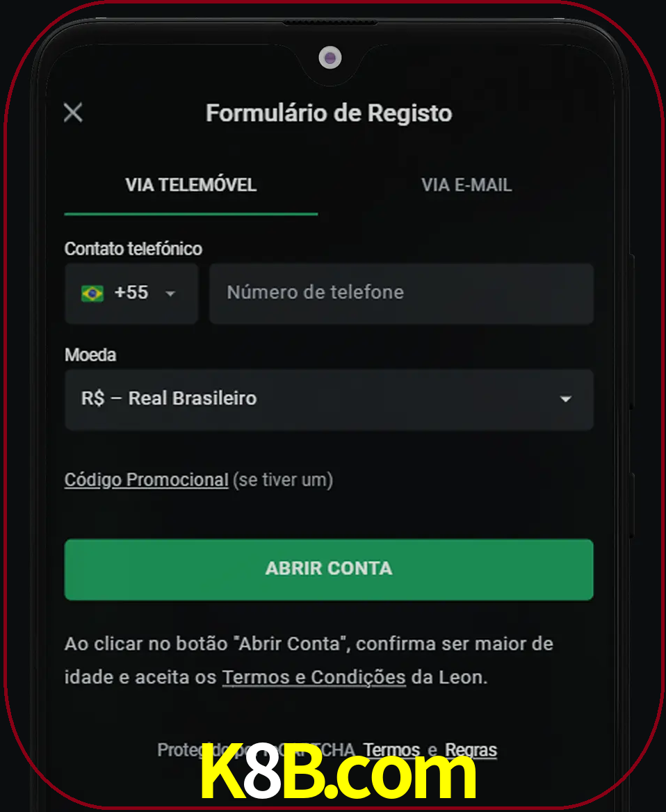 Abra o aplicativo e inicie o processo de registro.