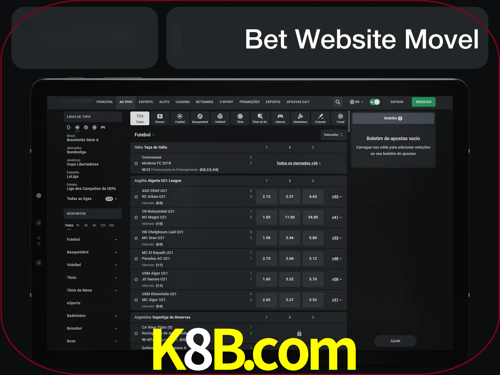 Use nosso website em qualquer dispositivo.