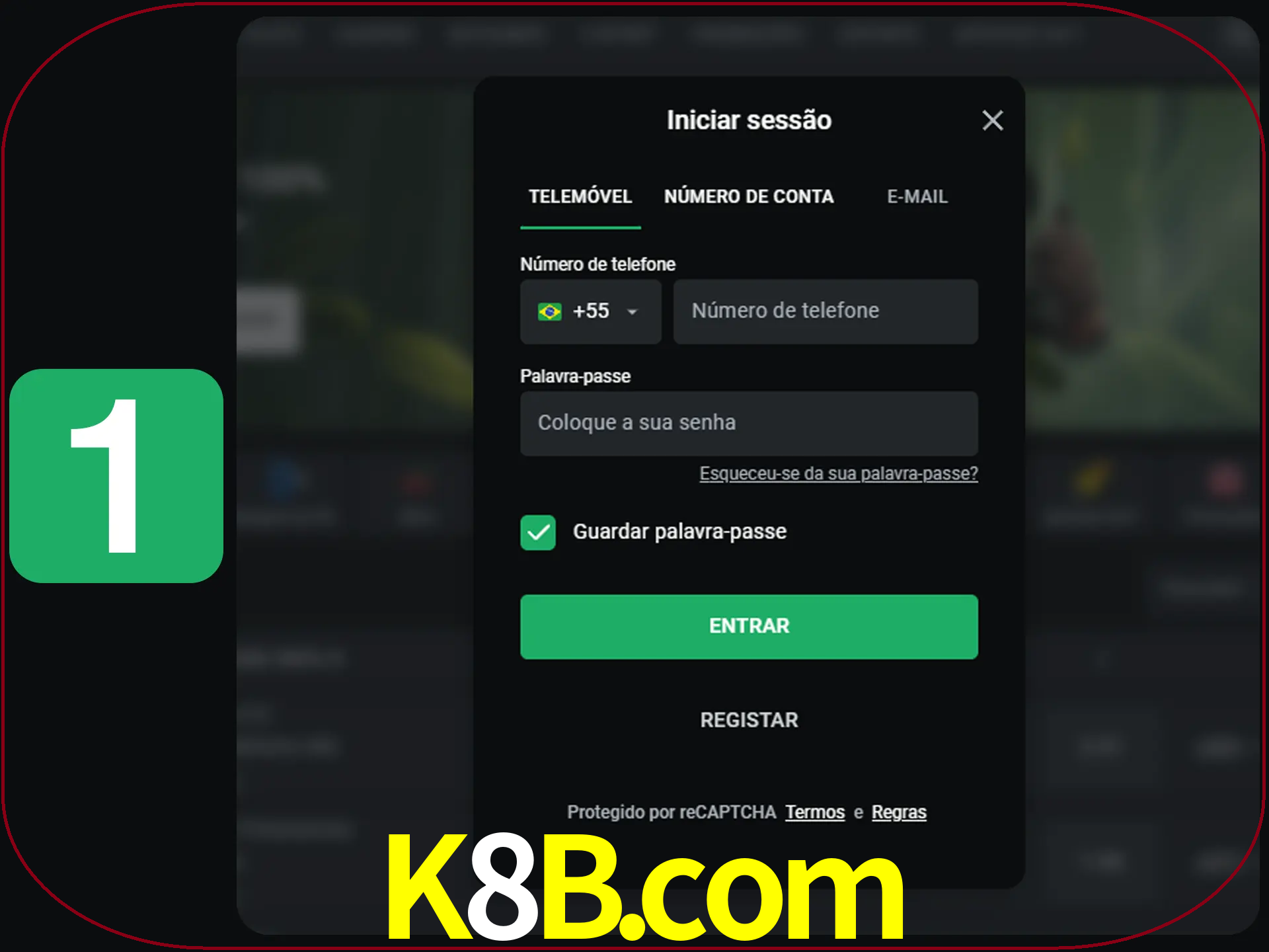 Clique no botão Entrar.